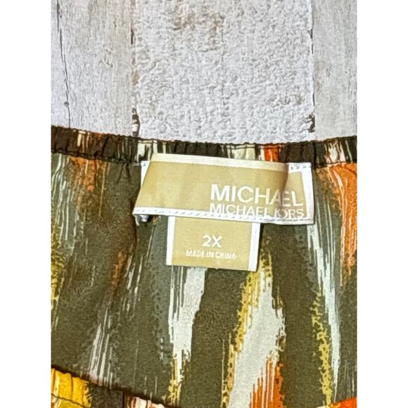Women's Michael Kors Blouse Mulitcolored Abstract Top 2X - Picture 2 of 4